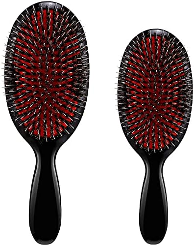 Geiserailie 2 Pcs Boar Bristle Hair Brush with Nylon Quill for Women Men by Geiserailie