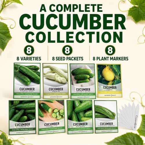 Gardeners Basics Cucumber Seeds for Planting, 8 Heirloom Variety Pack - Image 2