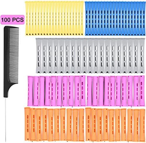 100pcs Perm Rods Set - 5 Sizes Cold Wave Rollers for Natural Curling, Styling and Hairdressing (Orange, Purple, Gray, Blue, Yellow) - Image 2