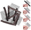 YANTAISIYU 24 Pcs/Lot Wig Combs for Making Wig Caps 7-teeth Steel Clips with Cloth Wig Combs for Hairpiece Caps (Dark Brown) by YANTAISIYU