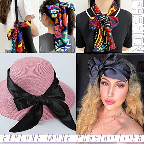 XTREND 2Pcs Satin Edge Scarves for Wig 56 Inch Women's Laying Scarf for Lace Wig Non Slip Hair Wrap Wigs Grip Band for Yoga, Makeup, Facial, Sport (1pc Pink#+1pc Black#) - Image 6