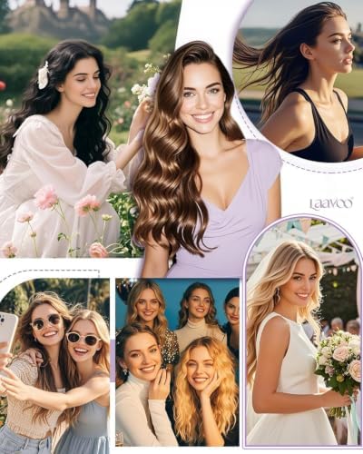 LaaVoo Clip on Extensions Human Hair 18in No Synthetic Smooth - Image 4