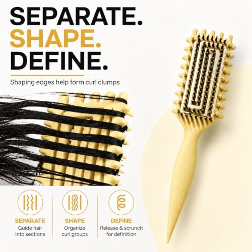 Curly Hair Brush Candybrush Curl Defining Brush for Detangling Shaping and Defining Curls for Women, Men, Wet & Dry Hair (Creamy Yellow) - Image 3