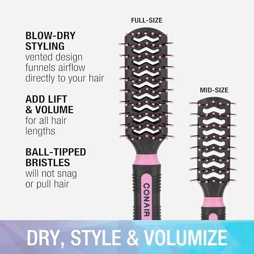 Conair Hair Brush Set, Salon Results, Full-Size & Mid-Size, Pink - Image 2