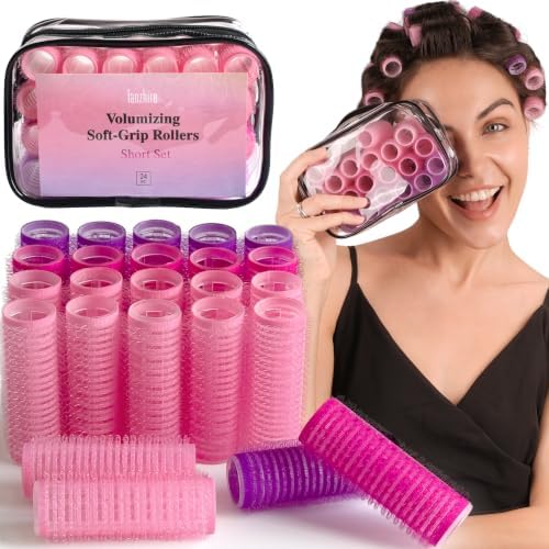 Lanzhire 24Pcs Self-Grip Small Hair Rollers Set for Short Hair,20mm (3/4”） by Lanzhire