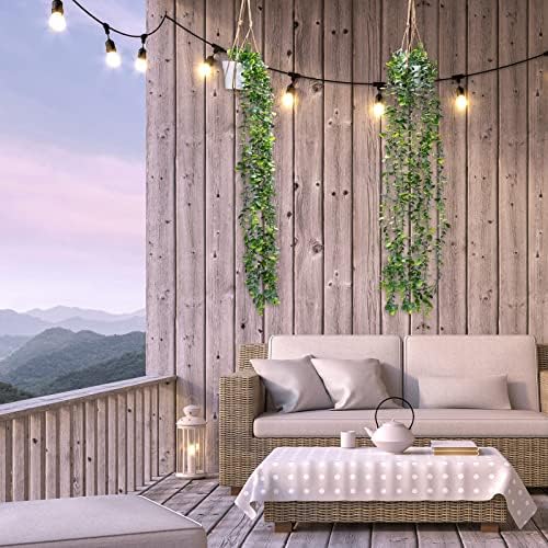 Irenare 4 Pcs Fake Hanging Plants Artificial Indoor Decoration 30 Inch Artificial Hanging Eucalyptus Vines Potted for Home Mandala Greenery for Living Room Office Bedroom Garden Indoor Outdoor(Green) - Image 5