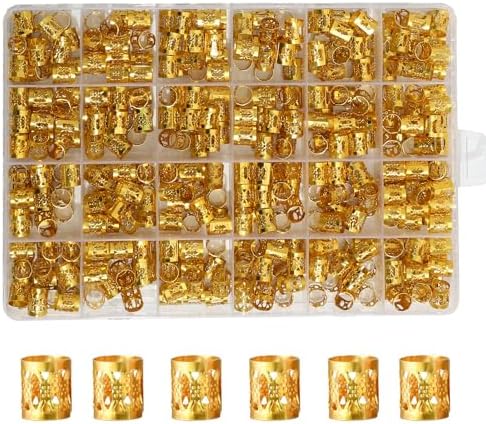 400PCS Gold Hair Clips Hair Jewelry Aluminum Dreadlocks Metal Cuffs For Hair Braids Hair Accessories, Adjustable Metal Cuffs Braiding Hair Rings for Box Braids (Golden) by Loceast