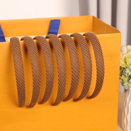 7 Pcs Headbands for Women Girls, Non Slip Cute Pearl Floral Padded Vintage Wide Fashion Multi-style Headbands for Girls (Brown MX) - Image 3
