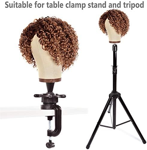 21''-24''Inch Wig Head Cork Canvas Block Head Mannequin Head With Stand for Making Wigs (24 inch, Brown) - Image 2