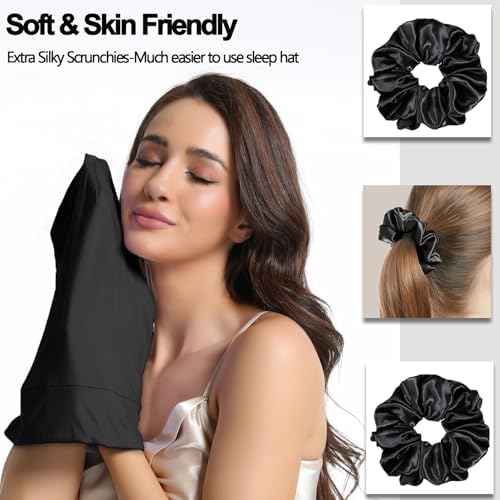 Satin Bonnets for Sleeping Adjustable Silk Lined Bonnet Sleep Cap Hair Wrap - Image 7
