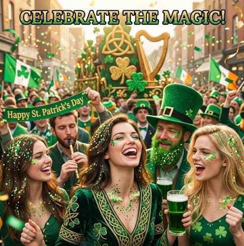 MEICOLY Green Face Body Glitter,St Patricks Day Chunky Hair Glitter for Women Kids,Self-Adhesive Holographic Green Accessories Irish Parade Makeup,Spirit Day Wear,Alien Costume,Festival Rave Outfits - Image 2
