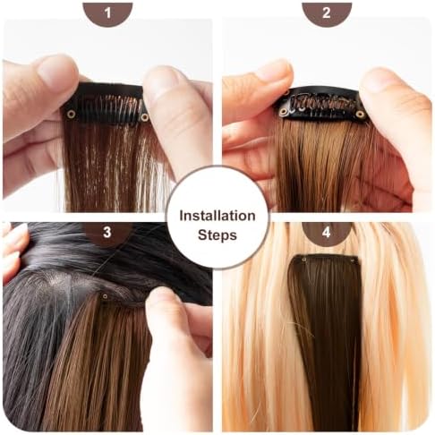 Colored Hair Extensions Clip in Light Brown Hairpieces 14 PCS - Image 4