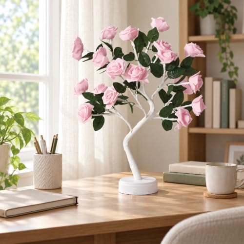 Rose Tree Lamp,Tabletop Decoration,Bonsai Light Tree for Rooms - Image 4