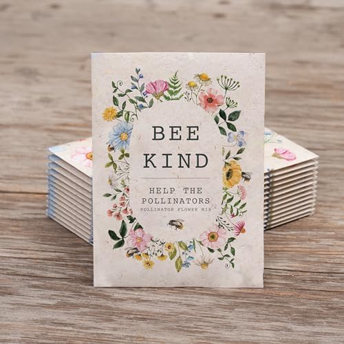 Bentley Seed Co. | Bee Kind Pollinator Flowers | Beautiful Bee Art Kraft Look Seed Packets | Environmental Favors Cards for Guests | Wildflower Mix Seed Packets | Eco-Friendly Hand Out Gift | 25 Pack - Image 6