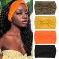 XTREND 4 Pcs Wide Headbands for Women Stylish Head Wraps Boho Sport Yoga Headband Hair Accessories Solid Color Breathable Ultra Soft Head Band Tie for Women (Black, Army Green, Turmeric, Orange) by XTREND