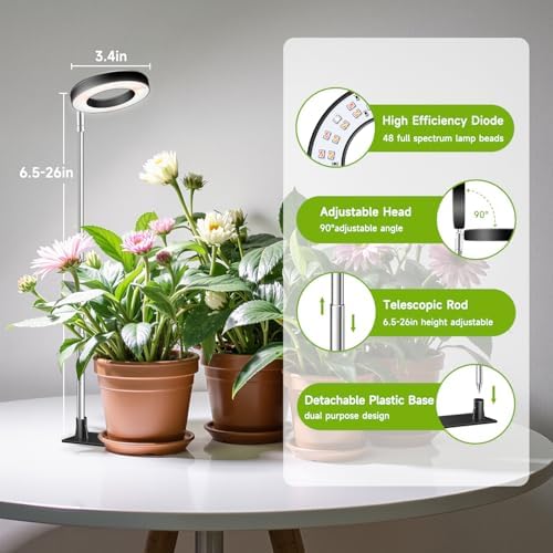 3.5in Halo Plant Lights for Indoor Growing, 48 LEDs Full Spectrum - Image 3