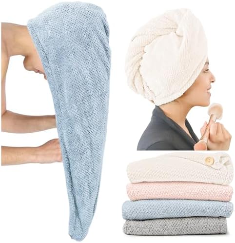 ROLSHOL 4 Pack Extra Large Microfiber Hair Towel Wraps for Women by ROLSHOL