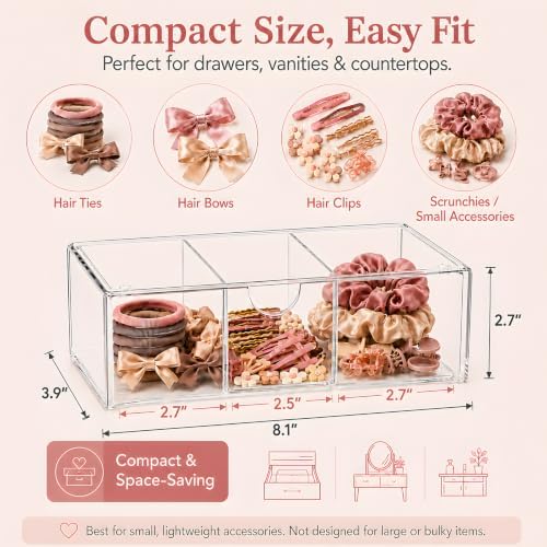 Hair Accessories Organizer for Girls with Drawer Box and Removable Divider - Image 2