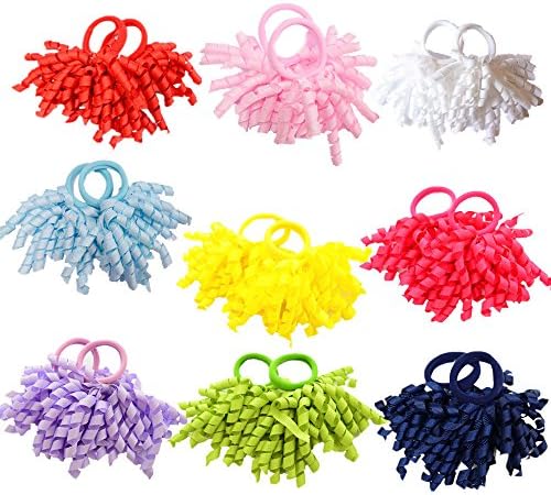 PIDOUDOU Pack of 18 Boutique Girls' Solid Curly Korker Bow Hair Ties Hair ornaments by PIDOUDOU