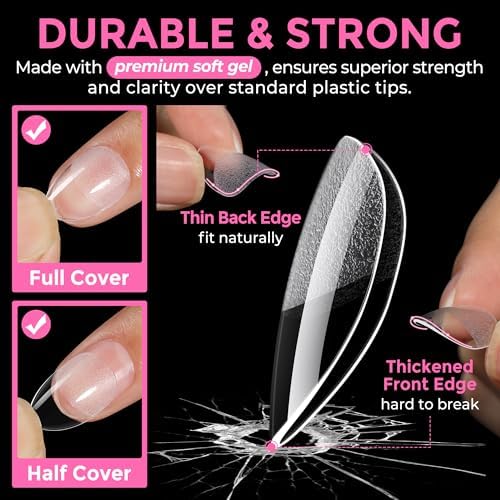 UNA GELLA Extra Short Almond Nail Tips 216Pcs X-Soft Gel Press on Nails - Image 5