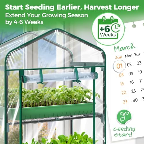 Ohuhu Mini Greenhouse for Outdoors Indoor - Clear PVC Cover 27 x 19 x 62'' - Image 2