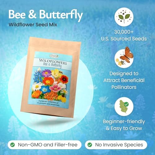 Bee & Butterfly Wildflower Seed Mix, 30,000 Seeds, Covers 300 Sq Ft - Image 2