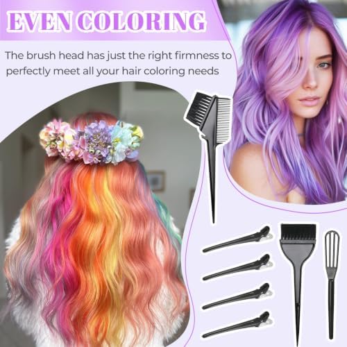 19PCS Hair Dye Kit, Hair Coloring Supplies Set with 3 Brushes, Collapsible Bowl, 4 Clips, 4 Ear Muffs, 2 Gloves, 2 Shawls, 2 Shower Caps – Reusable Home & Salon Hair Color Tools - Image 6