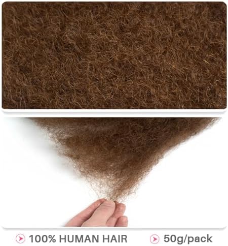 QVR Afro Kinkys Bulk Human Hair for Dreadlock Extensions Repair Locs, Mixed M4/30 Color 22inch Spring Twist Braiding Afro Kinky Human Hair for Locks 50 Gram/Pack - Image 5