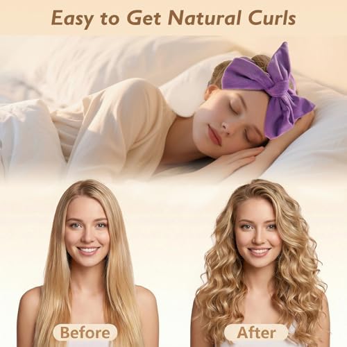 70" Heatless Curls Overnight, Soft Velvet No Heat Hair Curlers to Sleep In, Heatless Hair Curler Overnight Curls Curlers for Long Medium Hair Volume, 8 PCS Heatless Curl Curling Set - Black - Image 2