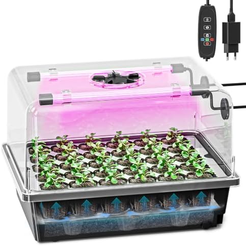 Hon&Guan 30 Cell Self Watering Seed Starter Tray with Growing Lights by HonGuan
