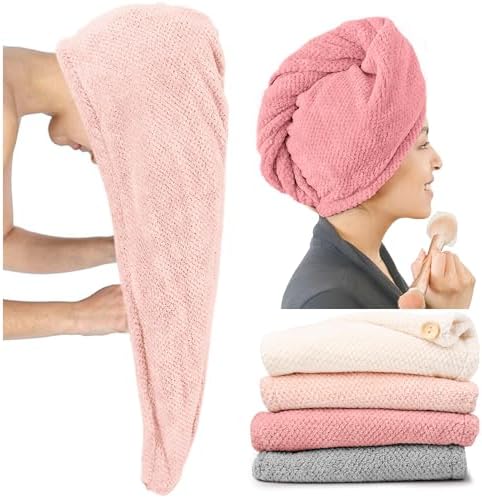 ROLSHOL 4 Pack Extra Large Microfiber Hair Towel Wraps for Women by ROLSHOL