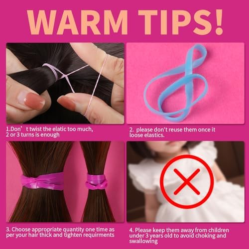 Teenitor 2000 Colorful Hair Ties Small Mini Hair Elastic Rubber Hair Bands - Image 7