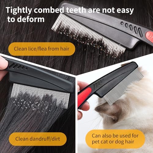 Dandruff Comb Wide Tooth, Stainless Steel Fine Tooth Lice/Psoriasis Scalp Detox Comb for Women, Men & Kids, Professional Portable Sweep/Massage/Clean Shower Brush Tool for Hair Care/Growth (Blue) - Image 4