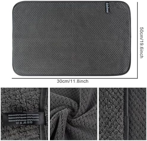 KinHwa Gray Bathroom Hand Towels, Microfiber Face Towels, 11x20 Inch - Image 2