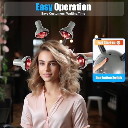 Grey 5 Head Infrared Hair Color Processor with 4 Universal Wheels - Image 4