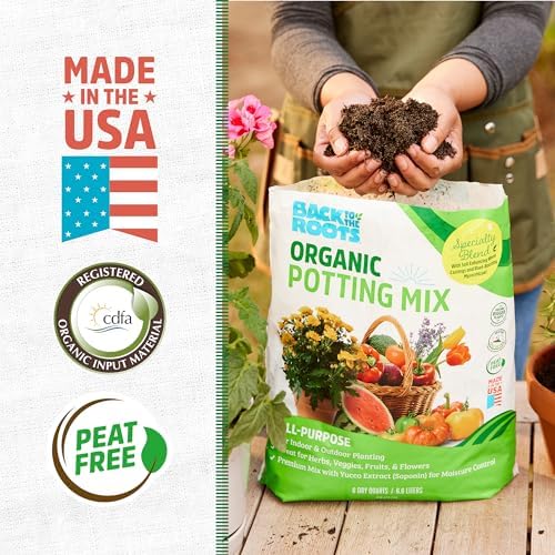 Back to the Roots All-Purpose Potting Mix 6 Quarts (Best Value), 100% Organic & USA Made for Herbs, Veggies, Flowers, w/Nutrient Rich Plant Food, Worm-Castings, & Moisture Controlling Yucca, 2 Packs - Image 2