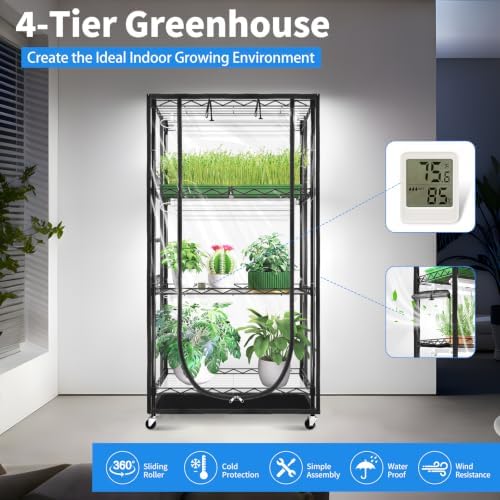 JESLED Indoor Greenhouse with Grow Light, 4-Tier, 23.6x13.8x59.1IN - Image 4