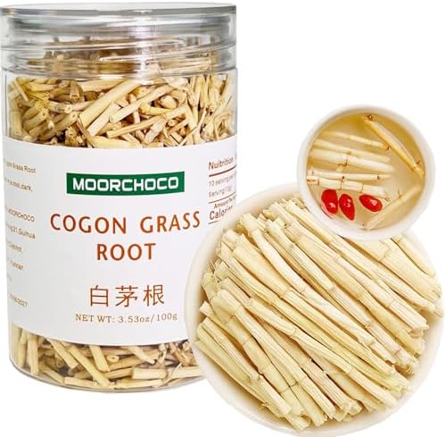 Lalang Grass Rhizome- Pure Natural Chinese Herbal Medicine-Dried Cogon grass root 白茅根3.53oz/100g Used for making soup-Brewing tea-Bai Mao Gen (Cogon grass root) by MOORCHOCO