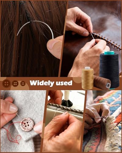 FIVEIZERO 900yd Black Sew in Hair Extension Thread and 30pcs T/C/J/I Needle - Image 6