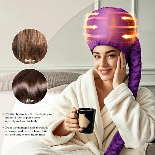 Hooded Hair Dryer Bonnet, Fast Drying Bonnet Hair Dryer for Natural Hair, Deep Conditioning Styling Curl Enhancing, Adjustable Fit Portable Lightweight for Travel（Purple） - Image 4