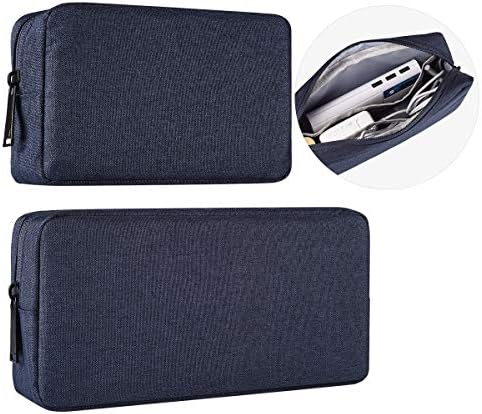2-Pack Portable Storage Pouch Bag, Universal Electronics Accessories Case Cable Organizer Compatible with Hard Drive, Laptop Mouse, Power Bank, Adapter, Cellphone, Cosmetics (Small+Big-Navy Blue) by imComor