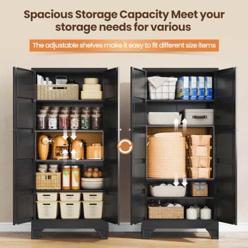 71" Kitchen Pantry Storage Cabinet Tall Steel Cabinet Metal Storage Cabinet - Image 5