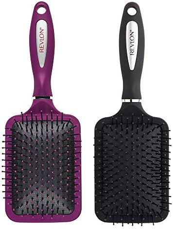 Revlon Straight & Smooth Soft Touch Paddle Hair Brush Set, Black + Berry - Image 2