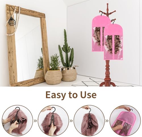 3 Pcs Wig Storage, Wig Bags Storage with Hanger, Hair Extension Holder - Image 5