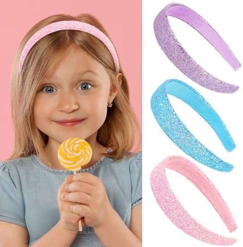 Headbands for Girls, 3 Pack Sparkly Glitter Toddler Girls Headbands - Image 3