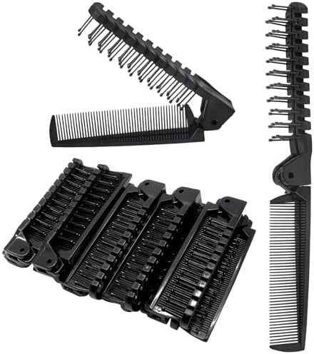 Folding Comb, 24PCS Travel Hair Brush and Comb Set, Portable Foldable Plastic Hairdressing Tools, Anti-Static Hair Comb, Double Headed Hair Brush for Men Women (Black) by Qjaiune