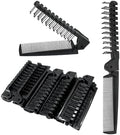 Folding Comb, 24PCS Travel Hair Brush and Comb Set, Portable Foldable Plastic Hairdressing Tools, Anti-Static Hair Comb, Double Headed Hair Brush for Men Women (Black) by Qjaiune