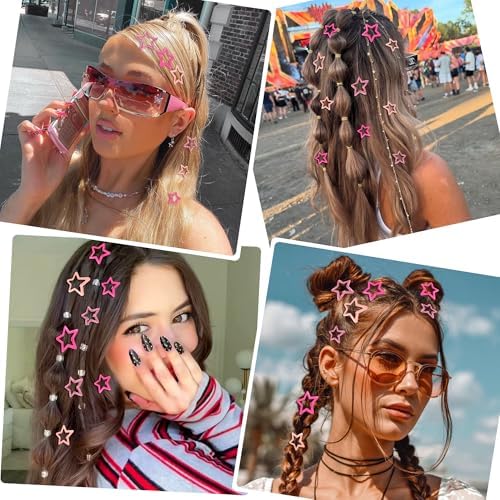 VIBILIA 18 Pcs Star Hair Clips Y2K Non-Slip Snap Pink Hair Accessories - Image 7