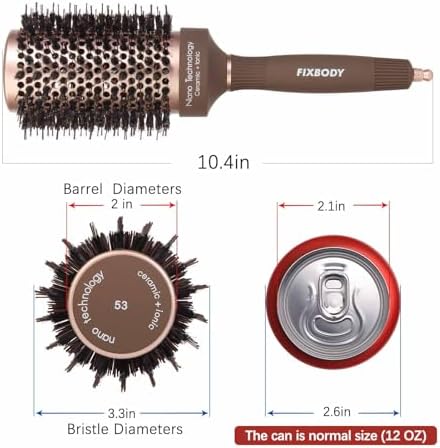 FIXBODY Hair Brush, Round Brush for Blow Drying, Curling, Styling, Nano Thermal Ceramic & Ionic Tech, Boar Bristle, 3.3 inch, 2 inch Barrel, for Women, Volume & Shine, Brown, Hair Brush for Thick Hair - Image 2