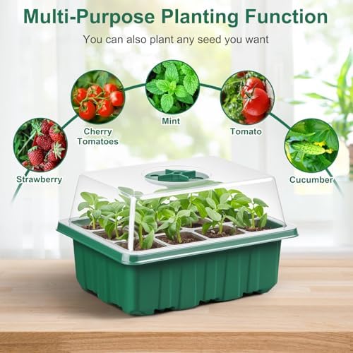 10 Pack Seed Starter Trays, 120 Cells with Humidity Domes and Base Trays - Image 2